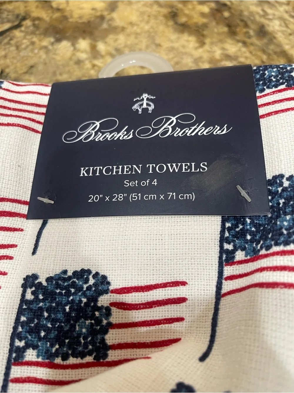 Brooks Brothers set of (4) red white and blue kitchen dish towels - Brand new